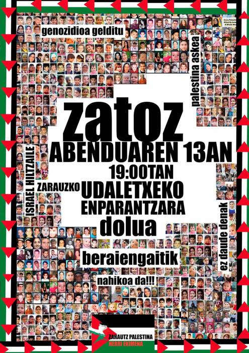 Manifestazioa: Palestinaren alde dolu manifestazioa