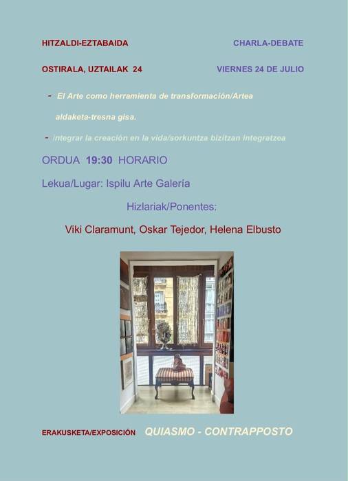 Hitzaldi-eztabaida: 'Artea aldaketa-tresna gisa. Sorkuntza bizitzan integratzea'