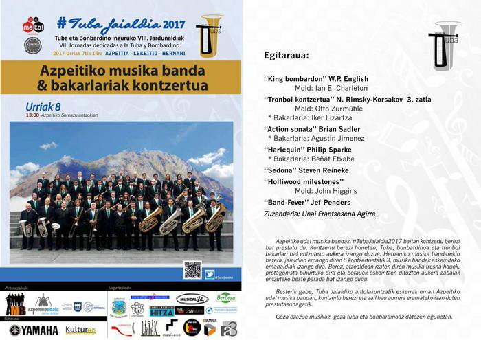 Musika bandak eta bakarlariek kontzertua eskainiko dute igandean, Tuba Jaialdiaren barruan