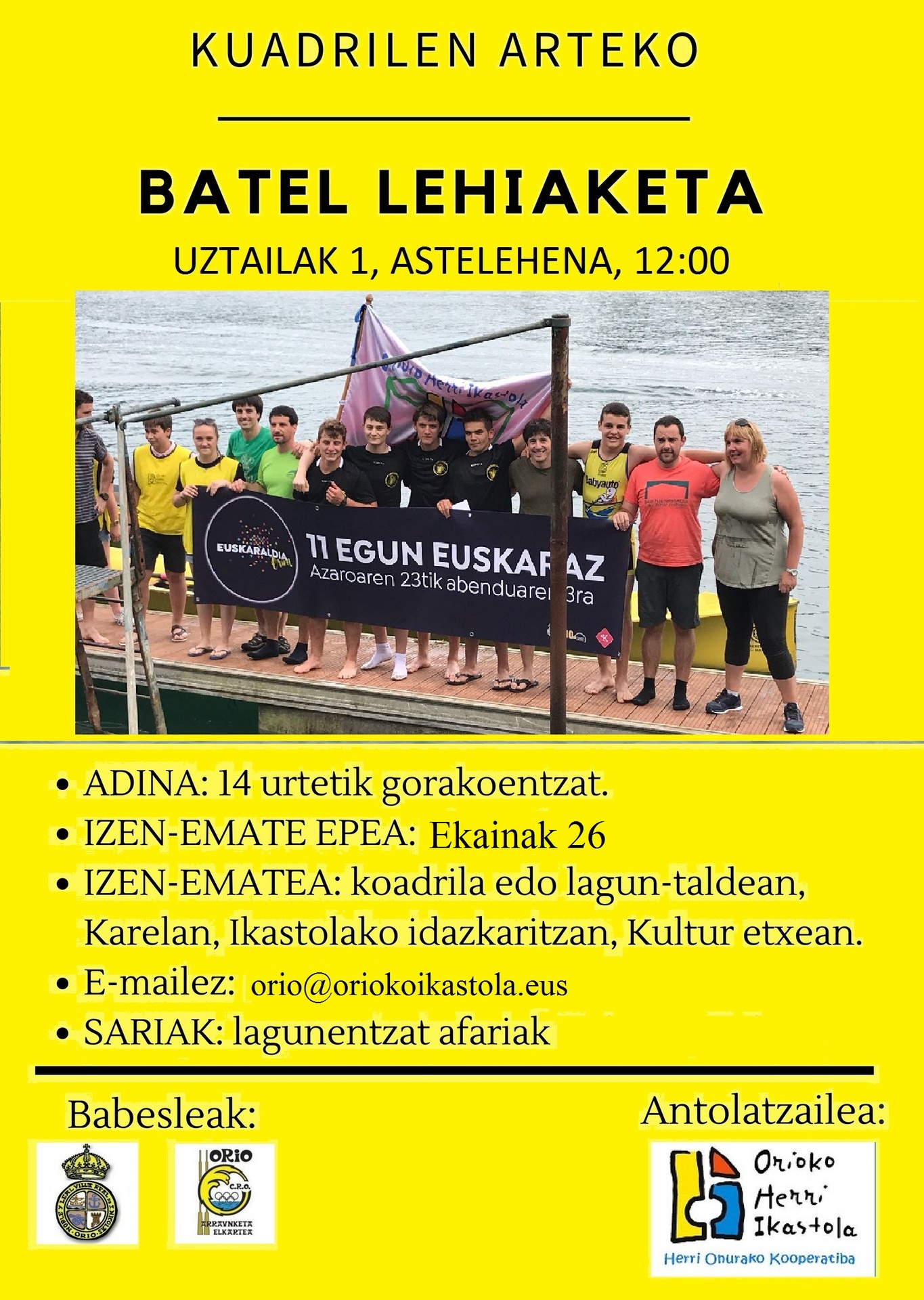 II. SANPEDROTAKO KUADRILEN ARTEKO BATEL LEHIAKETA: UZTAILAK 1, 12:00etan