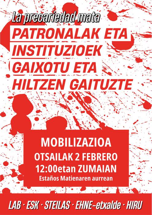 Elkarretaratzea: 'Patronalak eta instituzioek gaixotu eta hiltzen gaituzte'