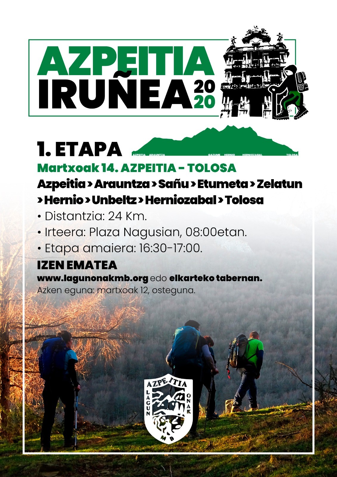 Irekita dago Azpeitia-Iruñea egitasmoaren lehen etaparako izen ematea
