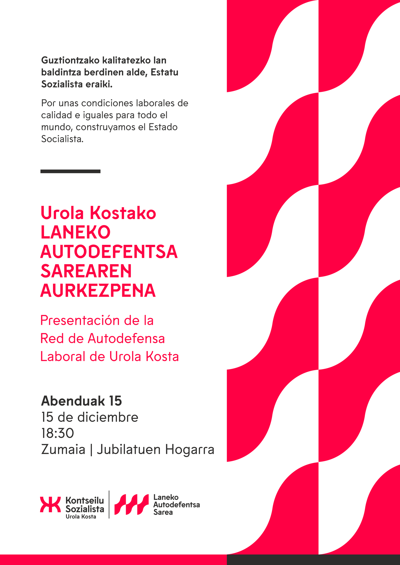 Laneko Autodefentsa Sarearen aurkezpen hitzaldia izango da ostegunean Hogarrean