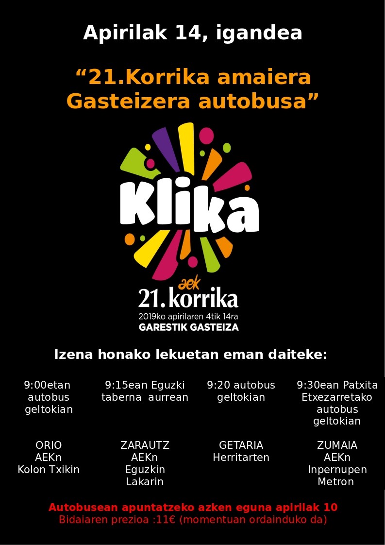 Autobusa jarri dute Gasteizera joateko Korrikaren amaierara