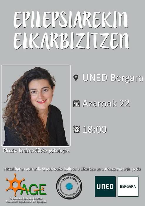 Epilepsiaren inguruko hitzaldia emango du Mireia Centeno zumaiarrak, asteartean, Bergarako UNEDen