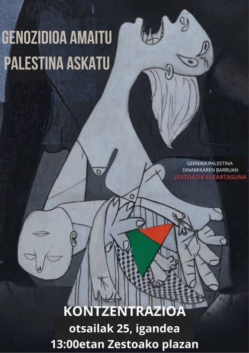 Elkarretaratzea: 'Genozidioa amaitu, Palestina askatu'