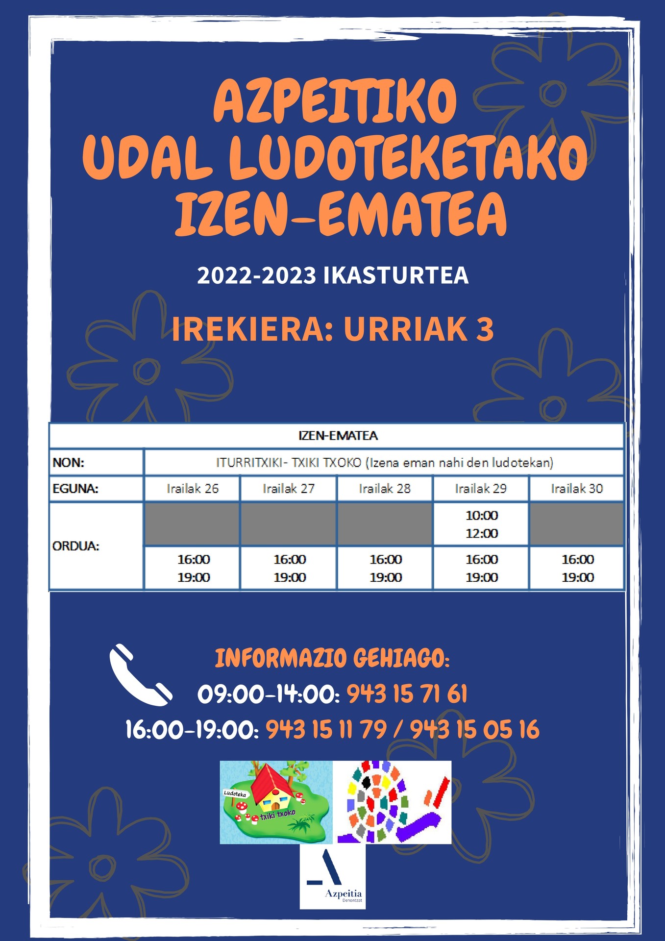 Udal ludoteketan izena emateko epea, zabalik