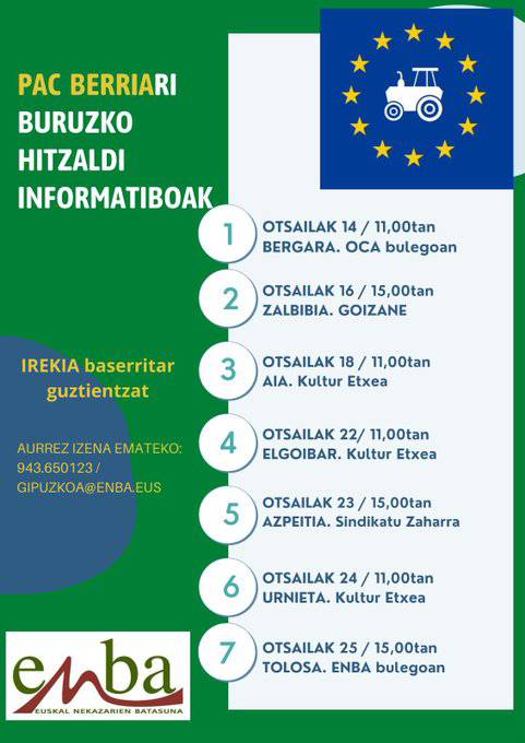 Nekazaritza Politika Bateratu berriari buruzko hitzaldi informatiboa