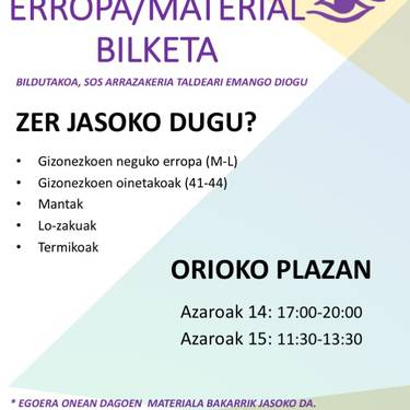 Bilketa: neguko arropa eta material bilketa, Iriki Begik antolatuta