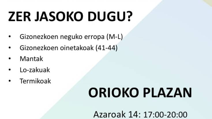 Bilketa: neguko arropa eta material bilketa, Iriki Begik antolatuta