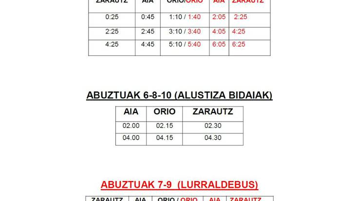 Aiako Jaietara joan-etorria egiteko gaueko autobus zerbitzua izango da