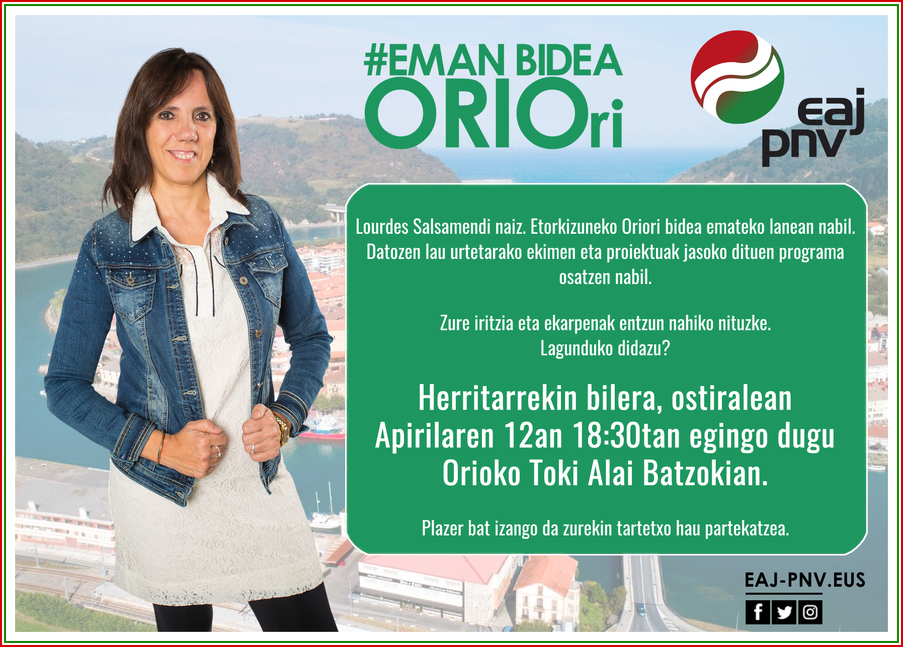 Herritarrekin bilera orokorra egingo du Lourdes Salsamendik