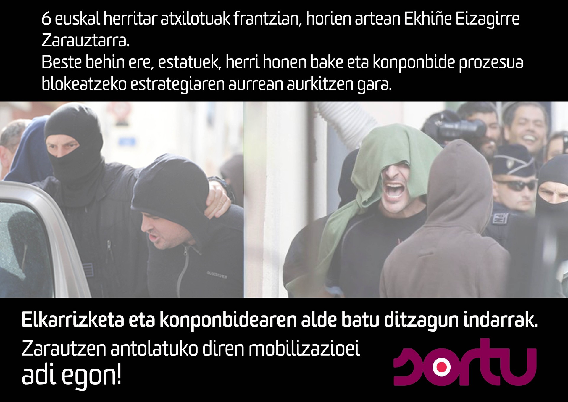 Frantzian burututako atxiloketak salatzeko, Zarautzen ...