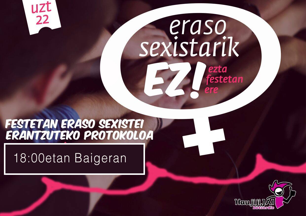 Eraso sexisten aurkako protokoloaren azalpena izango da bihar
