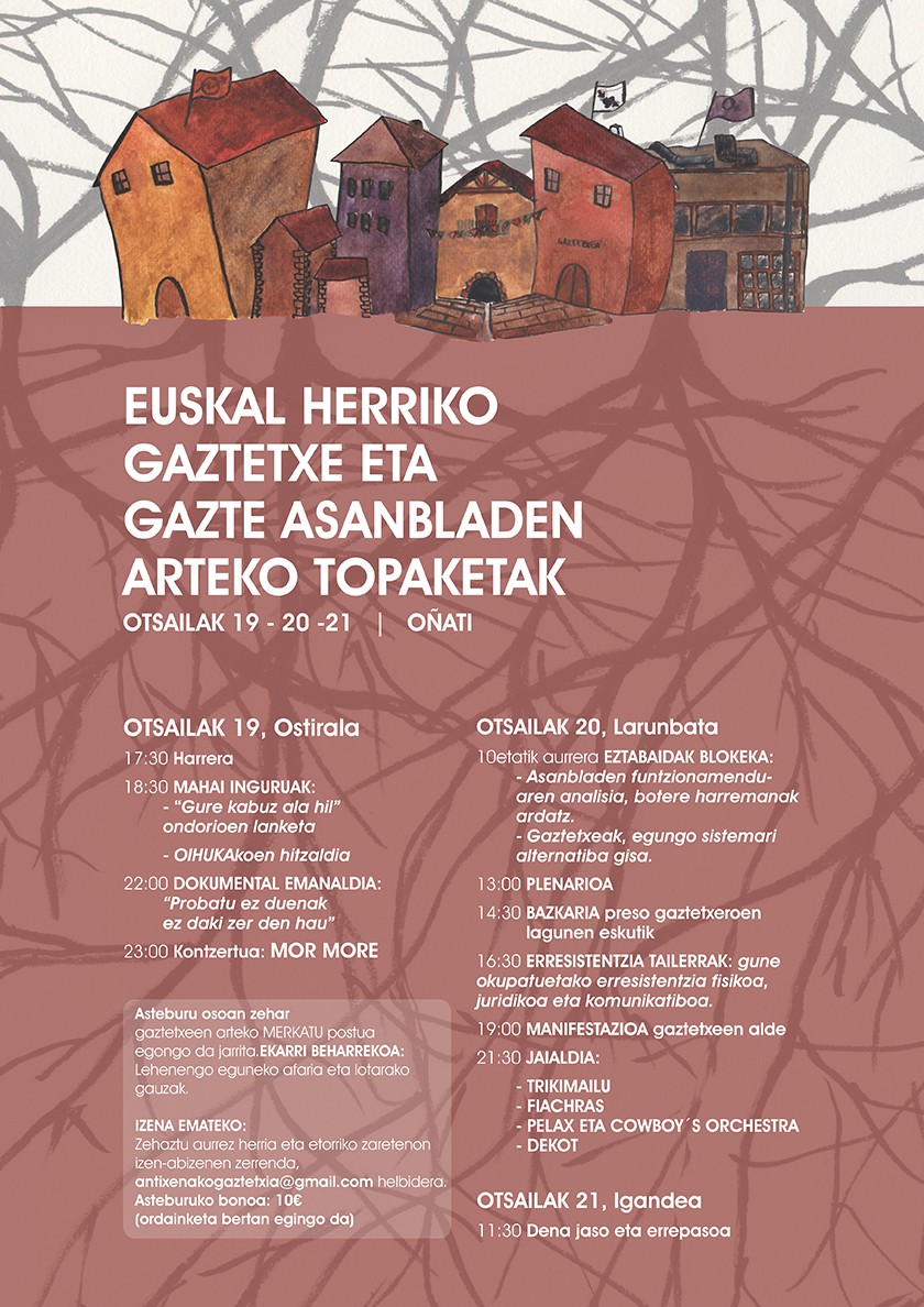 Animatu Euskal Herriko gaztetxe eta gazte asanbladen arteko topaketetara