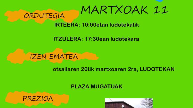 Lazkaomendiko Iztueta baserria bisitatzeko familia irteera antolatu du Ludotekak