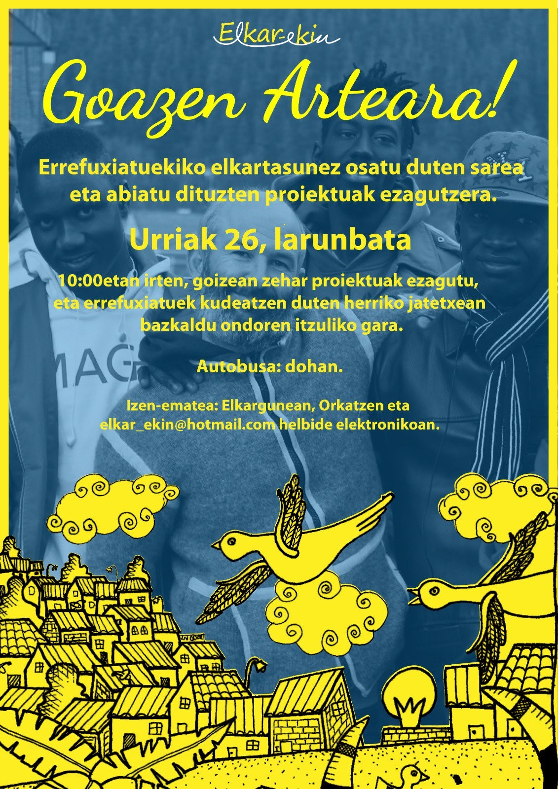 Arteara irteera antolatu du Elkar-ekinek, pertsona migranteei harrera egiteko dituzten proiektuak ezagutzeko