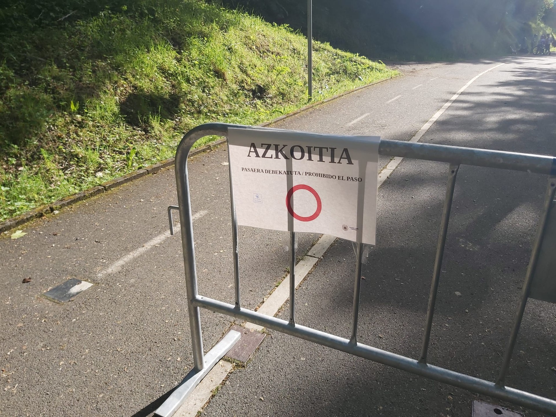 Bidegorrian Azpeititik Azkoitirako muga adierazita