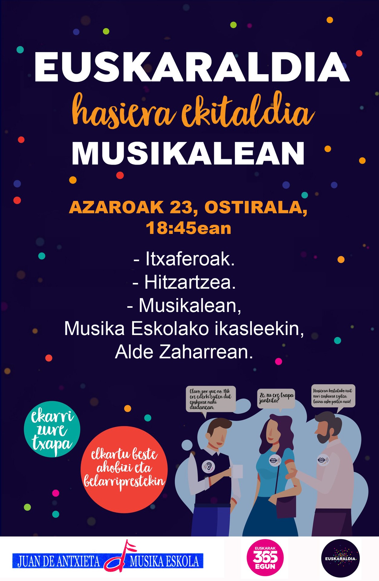 Euskaraldiko hasiera ekitaldia egingo dugu ostiralean, Musika Eskolarekin batera