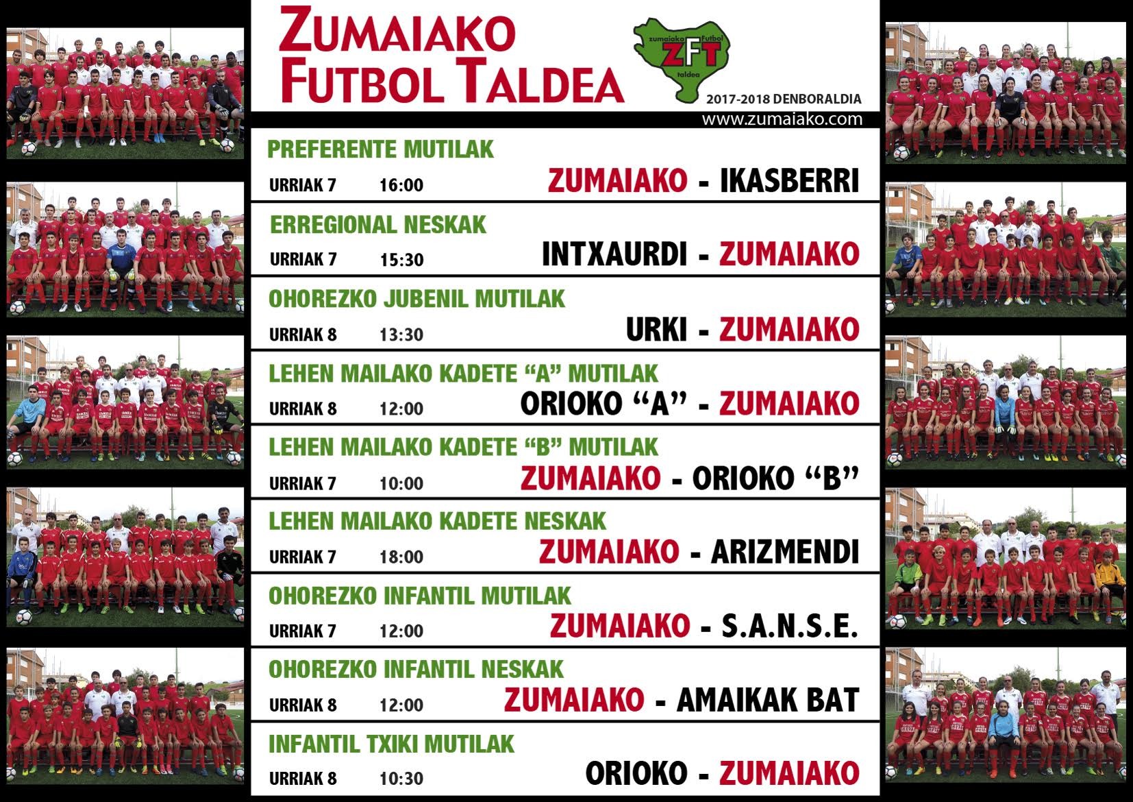Astebukaerako Zumaiko Futbol Taldearen partiduak