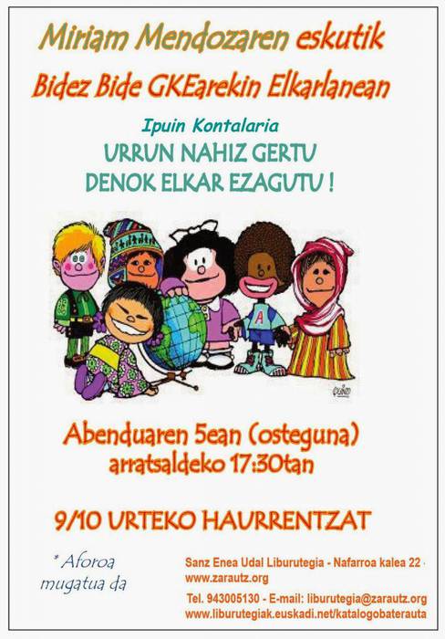 Aniztasunaren inguruko ipuin kontaketa egingo dute ostegunean, Sanz Enea liburutegian