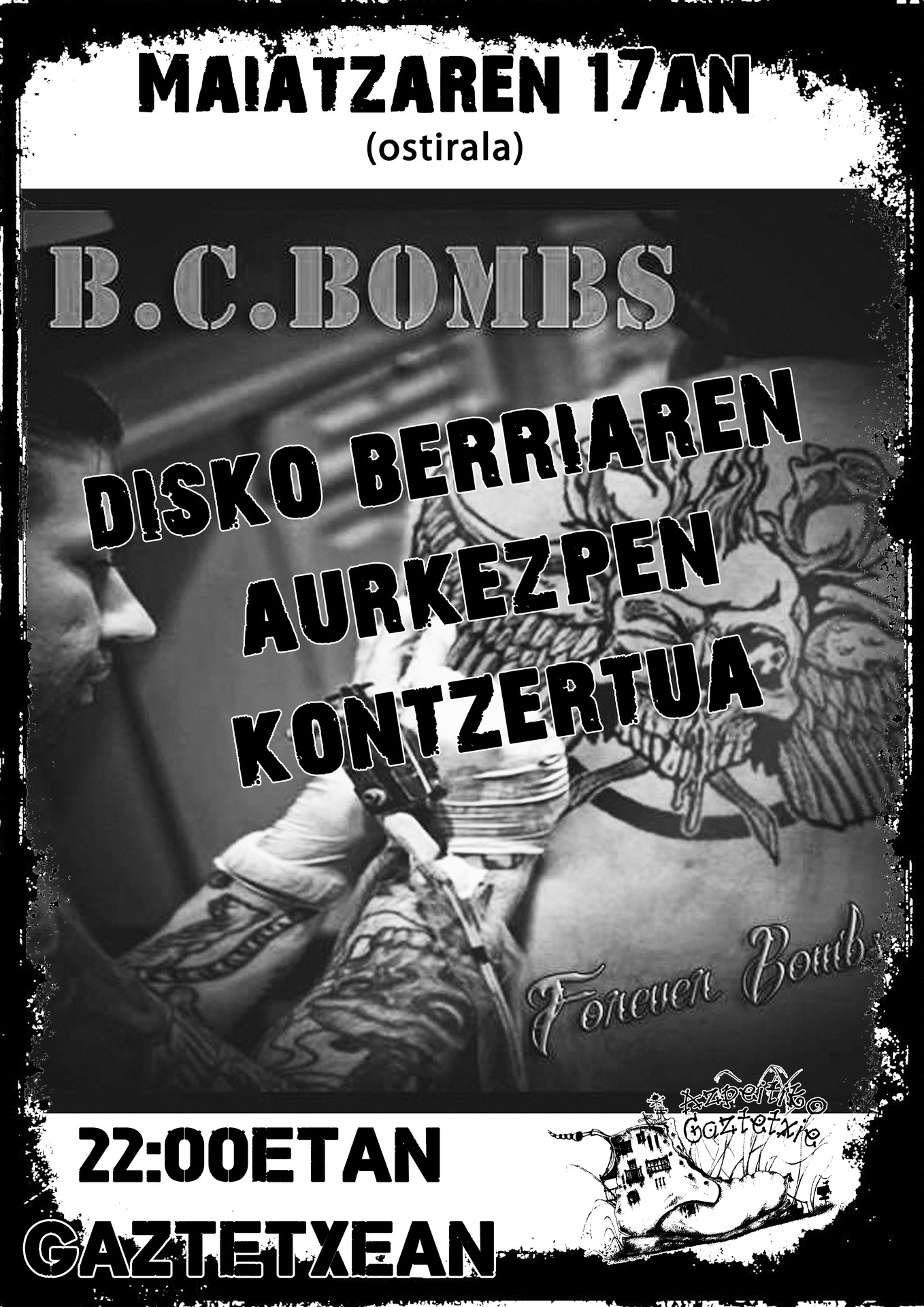 B.C Bombs eta Alerta Gorria taldeen kontzertuak izango dira gaur, gaztetxean