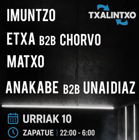Emanaldia: Imuntzo, Etxa B2B Chorvo, Matxo eta Anakabe B2B Unaidiaz DJak