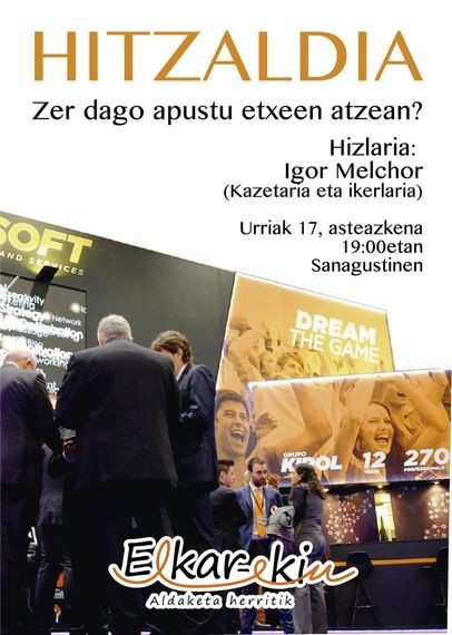 Apustu etxeak aztergai izango ditu Igor Meltxorrek hilaren 17an Sanagustinen