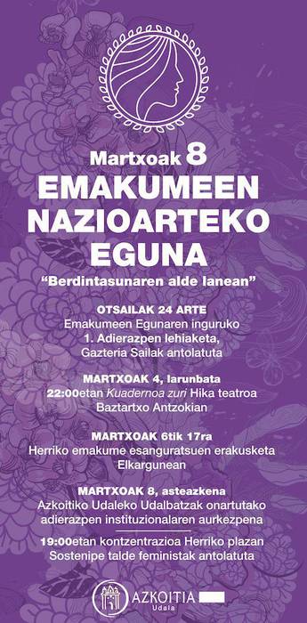 Emakumeen Nazioarteko Egunaren harira, hainbat jarduera antolatu dituzte Azkoitian