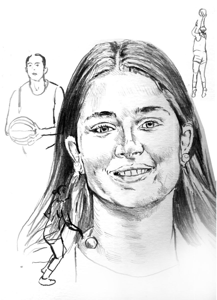 Nora Arozena saskibaloi jokalariari egindako erretratua