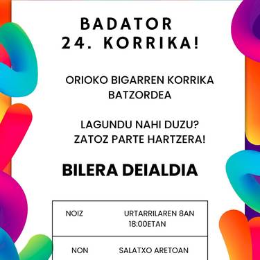 Bilera: Orioko Korrika Batzordearen bilera irekia