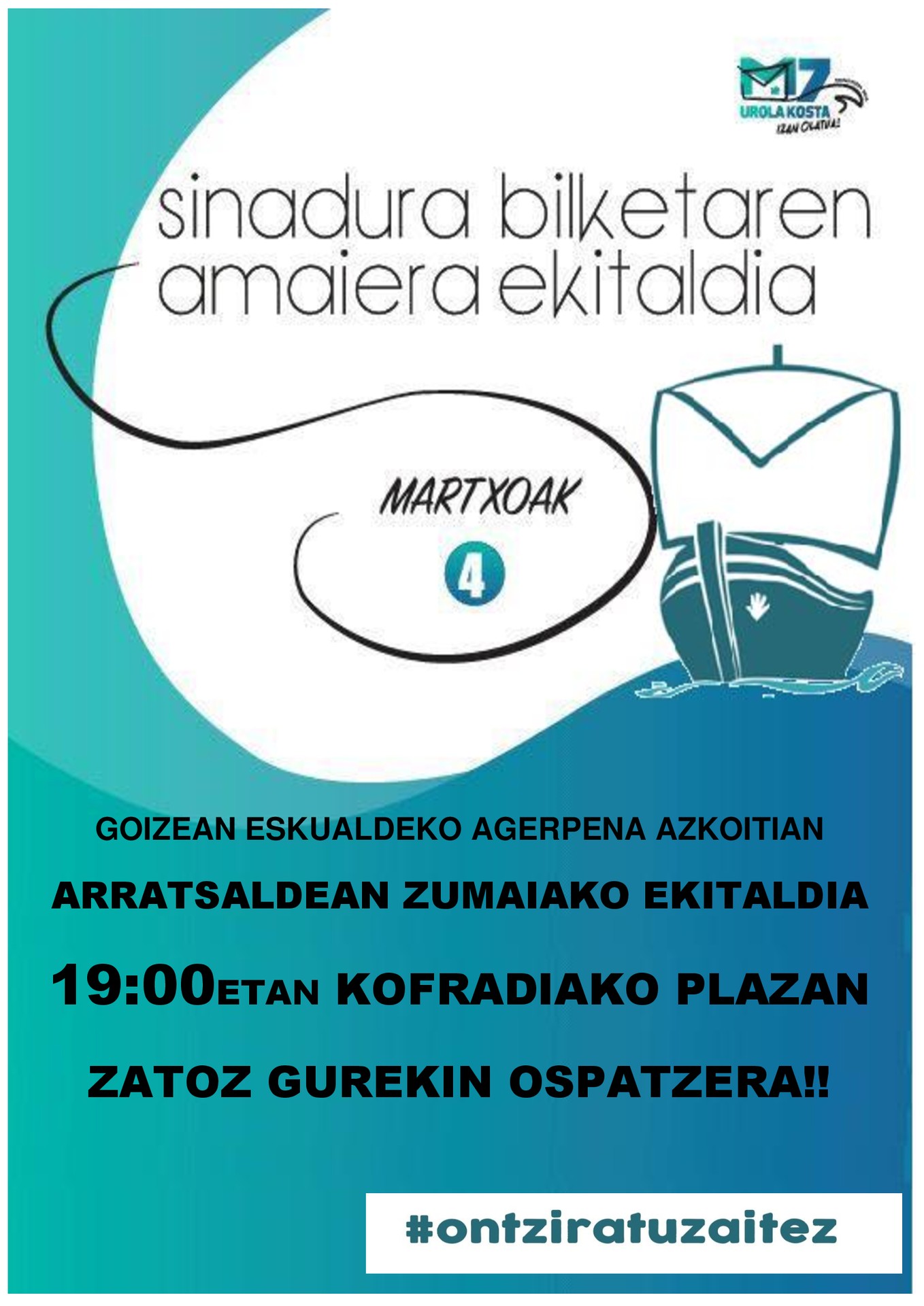 Bihar emango du Ontziratuk jasotako sinaduren berri
