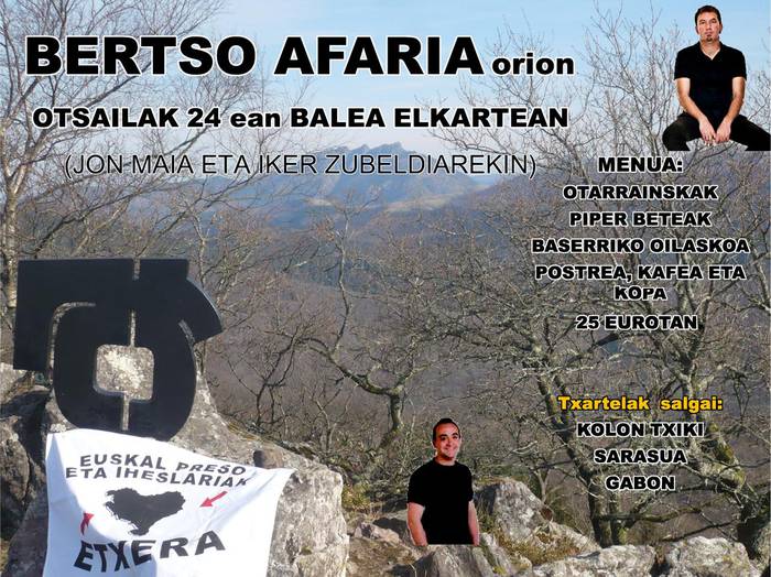 Bertso afaria izango da hurrengo ostiralean 