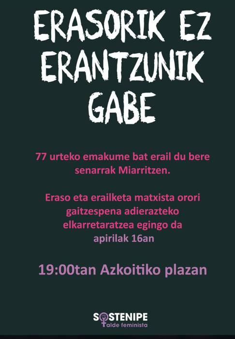 Miarritzeko hilketa salatzeko elkarretaratzea