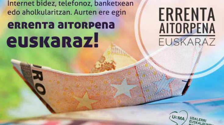 Errenta aitorpena euskaraz egiteko kanpaina martxan jarri dute hainbat erakundek