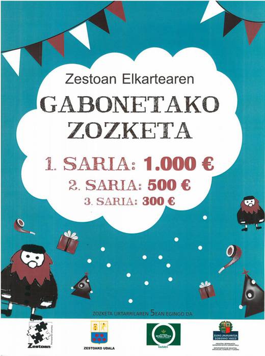 Zestoan merkatari elkarteak Gabonetako zozketako zenbaki sarituak jakinarazi ditu