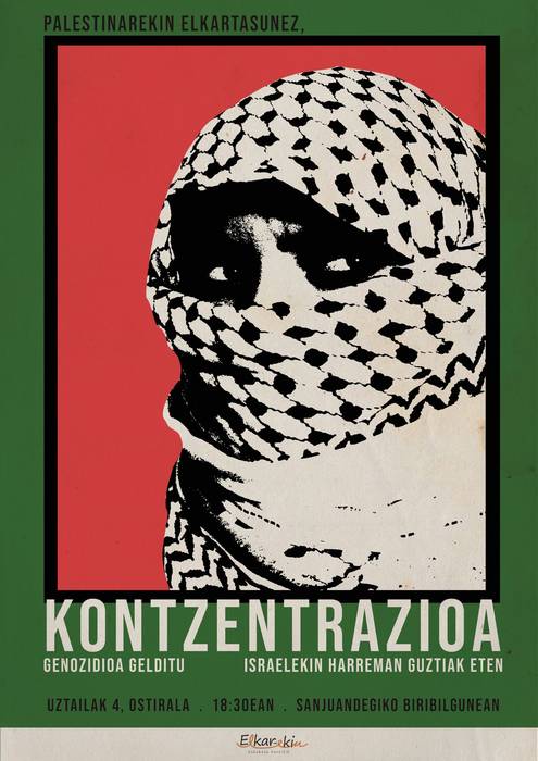Elkarretaratzea: 'Genozidioa gelditu. Israelekin harreman guztiak eten'