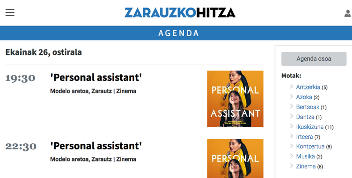 Bueltan da herriko ekitaldien agenda
