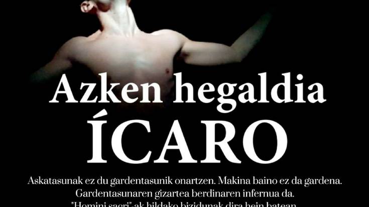 'ÍCARO: azken hegaldia' ikuskizuna Etxeluze Gaztetxean, bihar 