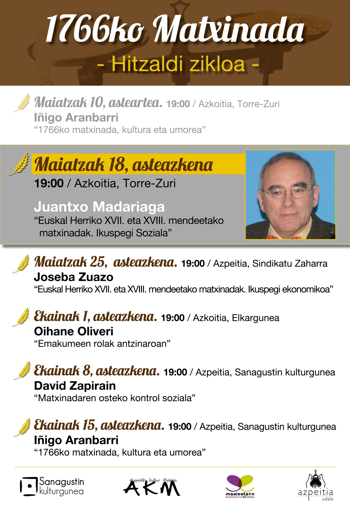Maiatzeko Lorak: Juan Madariagaren hitzaldia Matxinada garaiaz