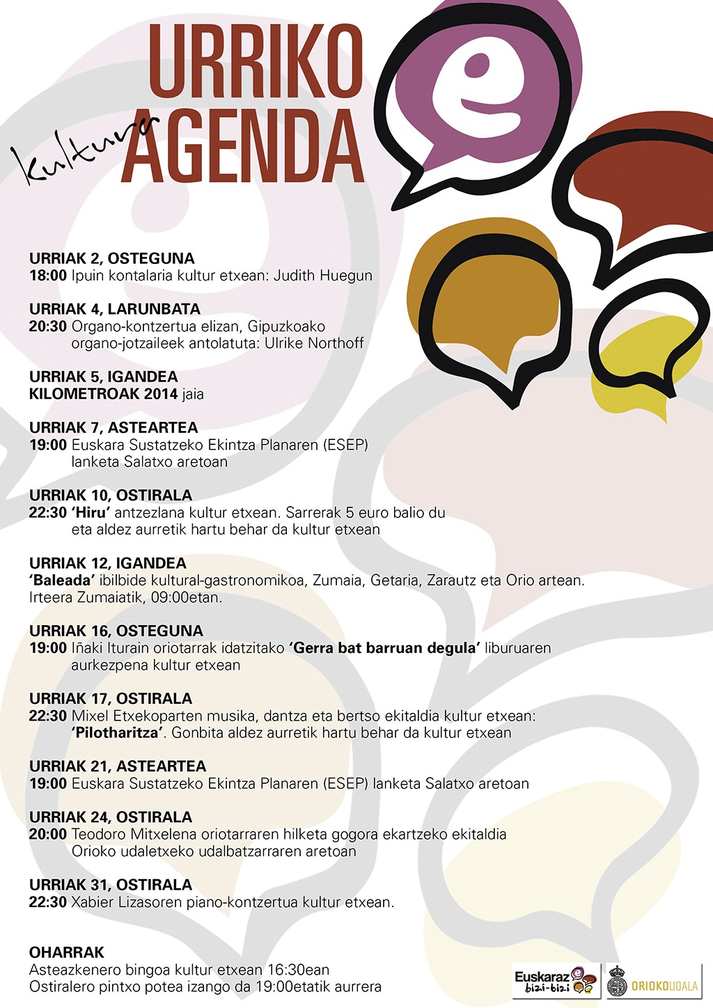 Kartelak: urriko kultur agenda