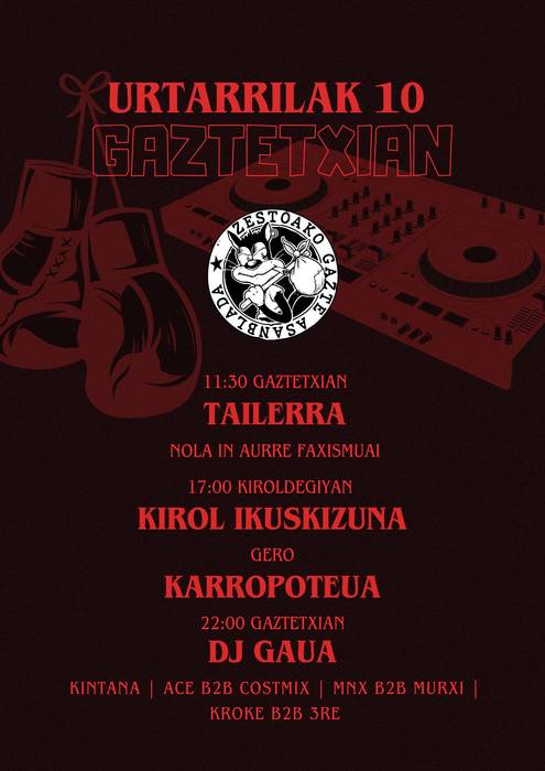 Zestoako Gazte Asanbladaren egun osoko egitaraua