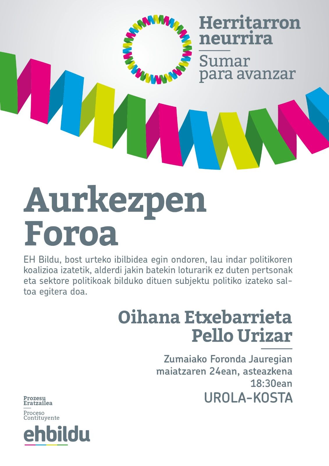 EH Bilduren prozesu eraikitzailea: aurkezpen foroa Zumaian, maiatzaren 24an