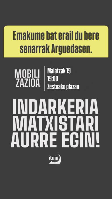Elkarretaratzea: 'Indarkeria matxistari aurre egin!'