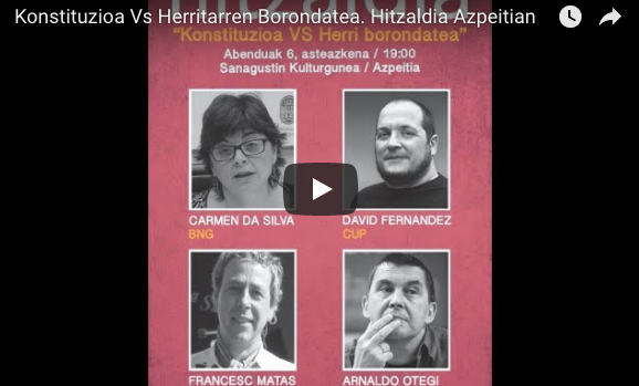 'Konstituzioa Vs Herritarren Borondatea' hitzaldia, zuzenean