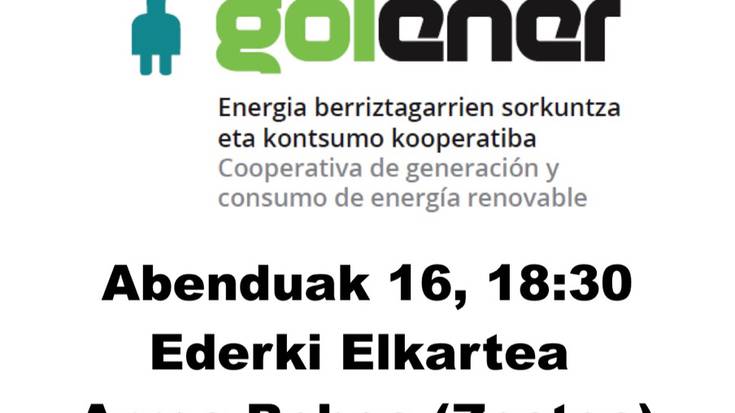 Energia burujabetzaren inguruko hitzaldia, asteazkenean, Arroa behean