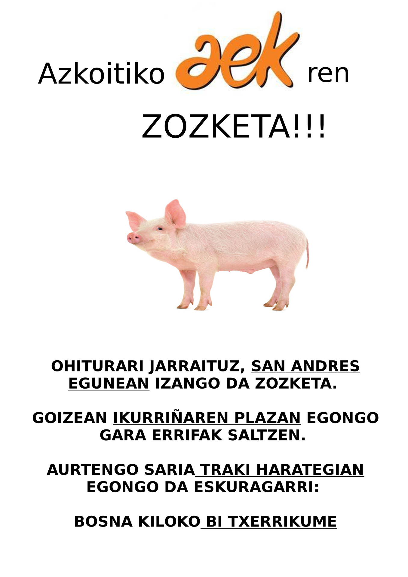 Azkoitiko AEKren San Andres eguneko zozketa
