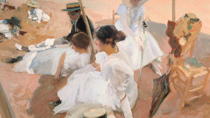 'Olanaren azpian, Zarauzko hondartza' koadroa Arte Ederren Bilboko Museoan dago ikusgai