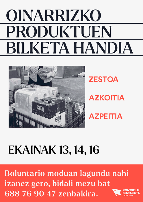 Oinarrizko produktuen eta elikagaien bankurako bilketa
