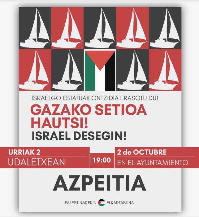 Elkarretaratzea: 'Gazako setioa hautsi! Israel desegin!', Palestinarekin Elkartasunak deituta